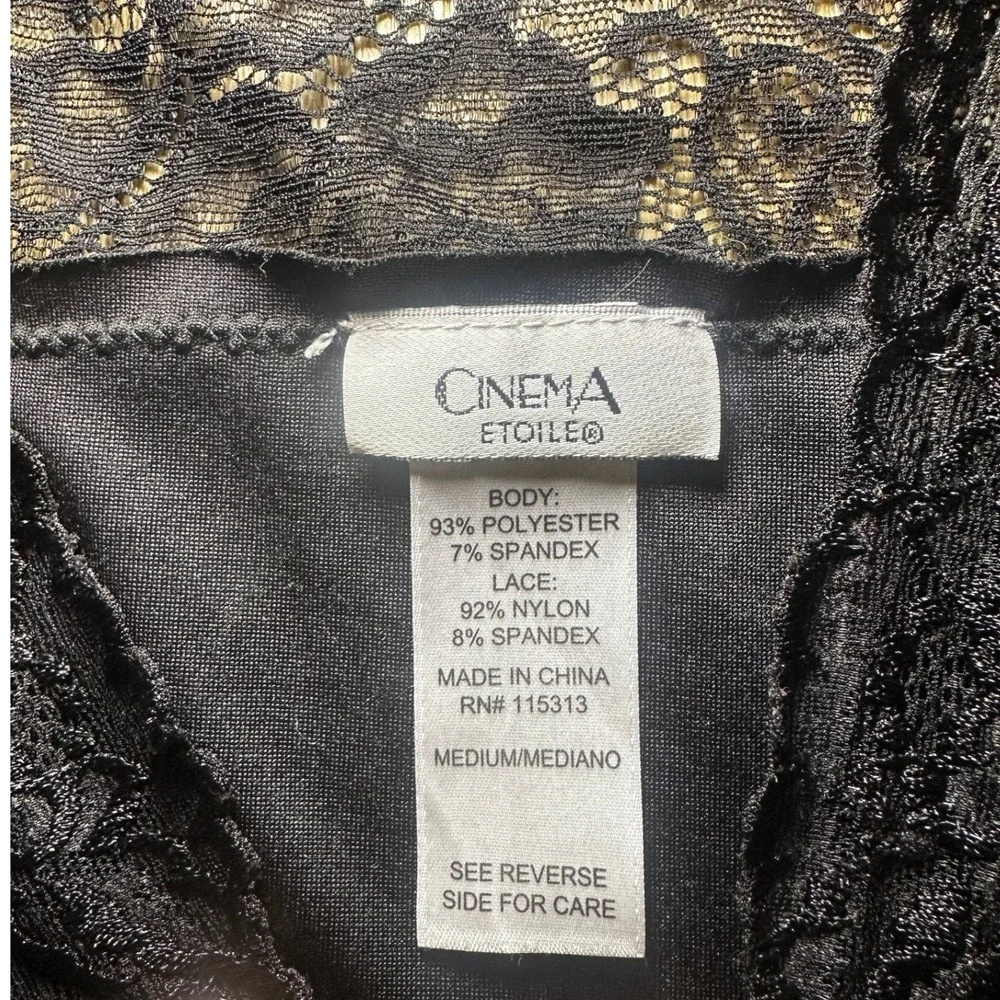 Vintage Cinema Etoile Black Goth Lace Racerback Chemise Nightgown Womens Medium